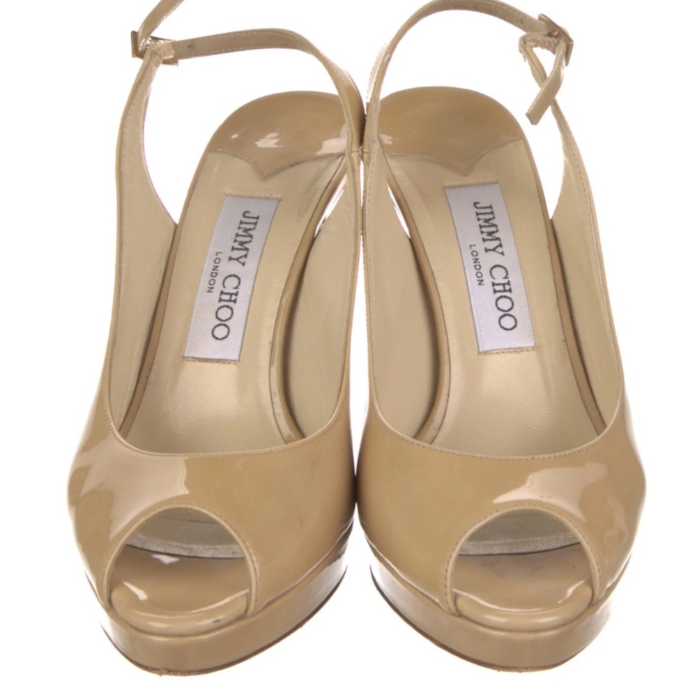 Jimmy Choo Nova 100 Nude Slingback Peep-toe heels sz 38